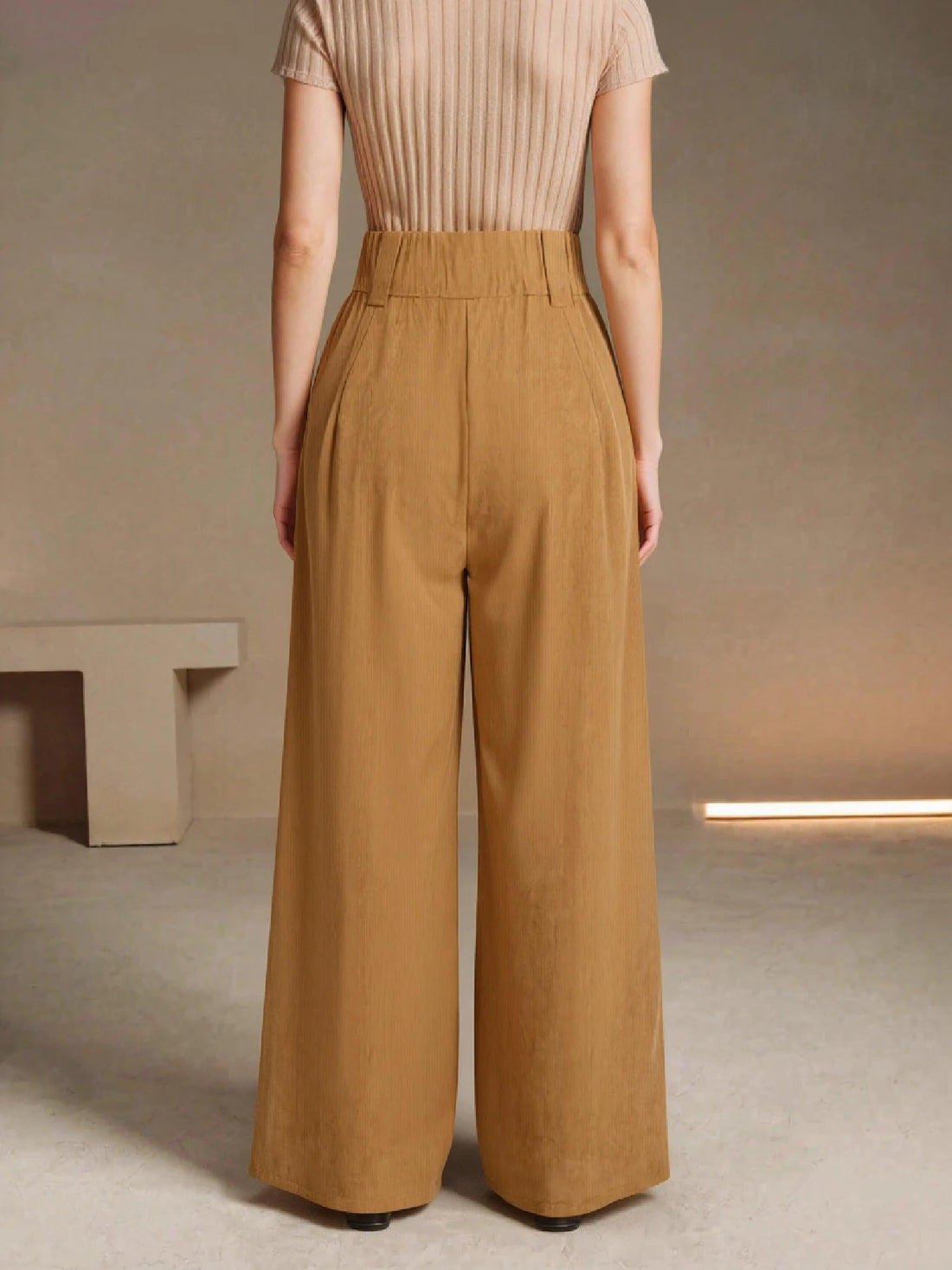 Women's High Waist Corduroy Wide Leg Pants