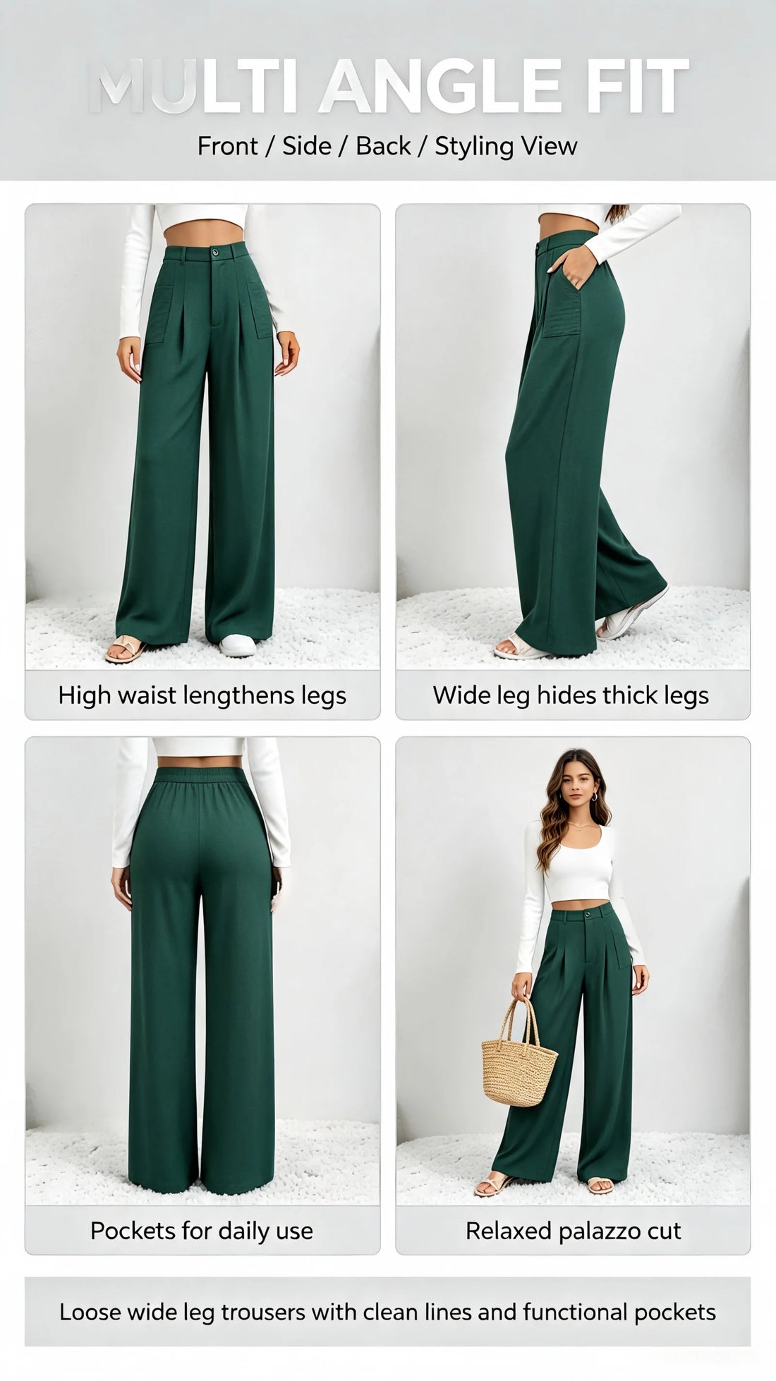 Casual Office Business Straight Long Palazzo Pants