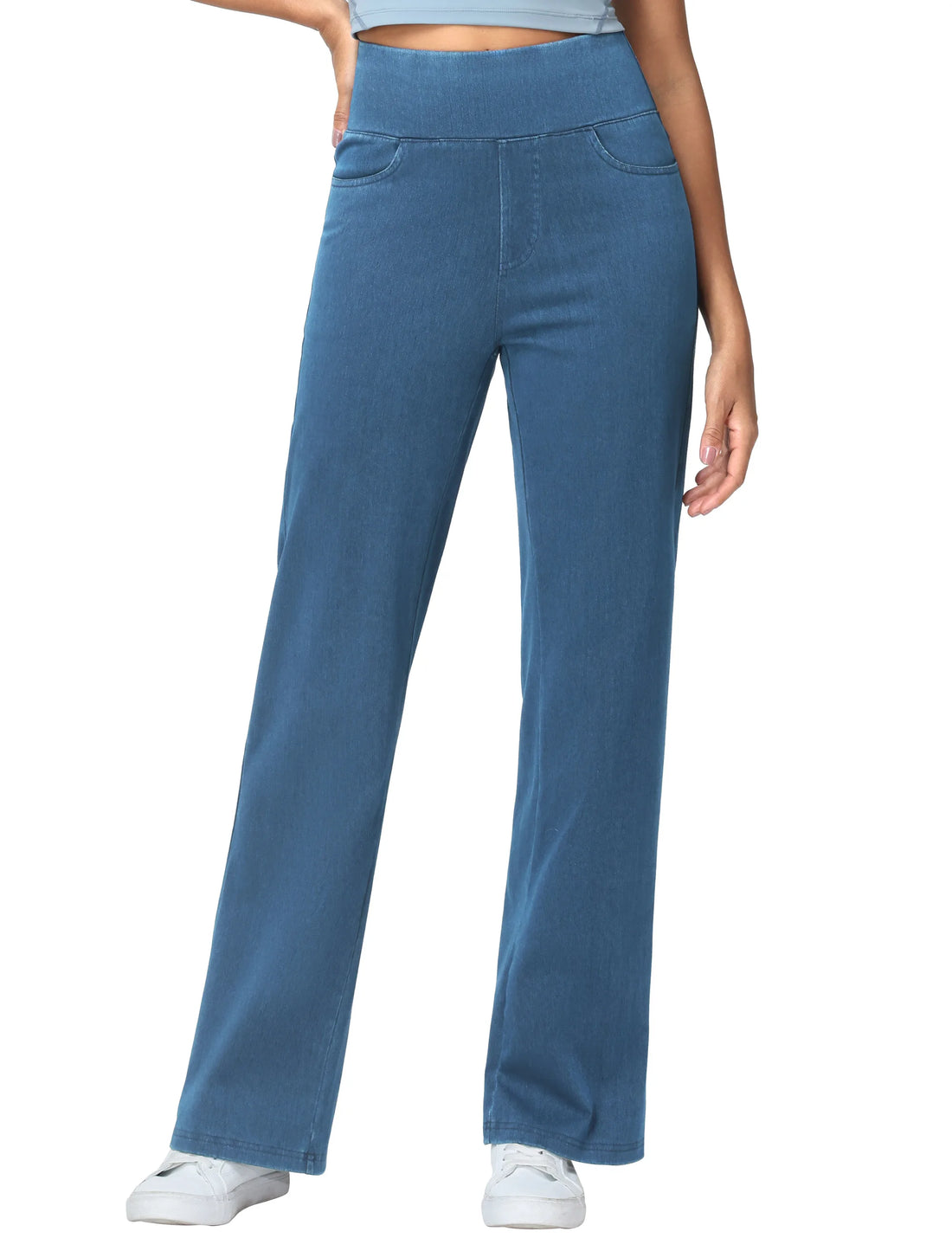 Basic Straight Denim Pants with Pockets