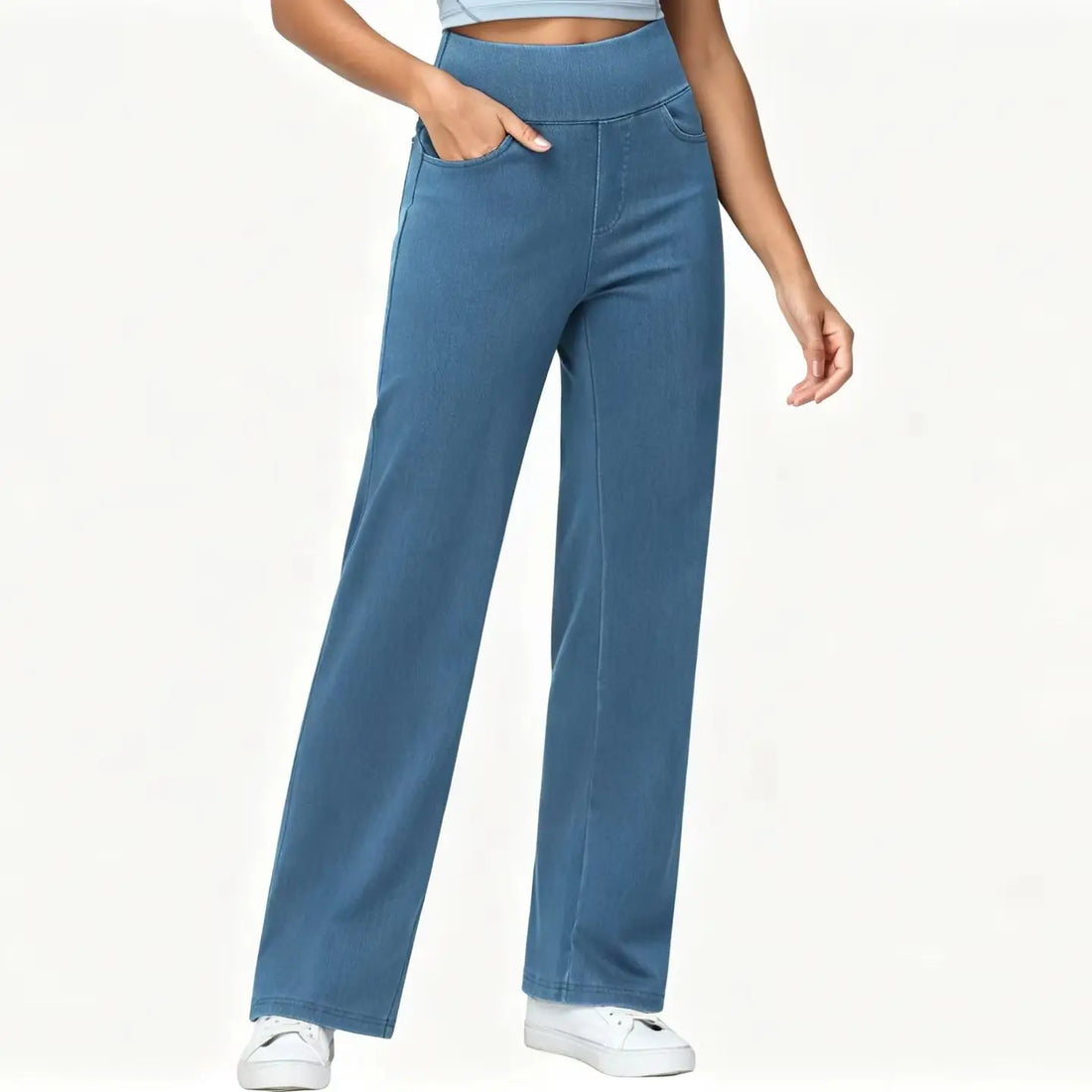 Basic Straight Denim Pants with Pockets