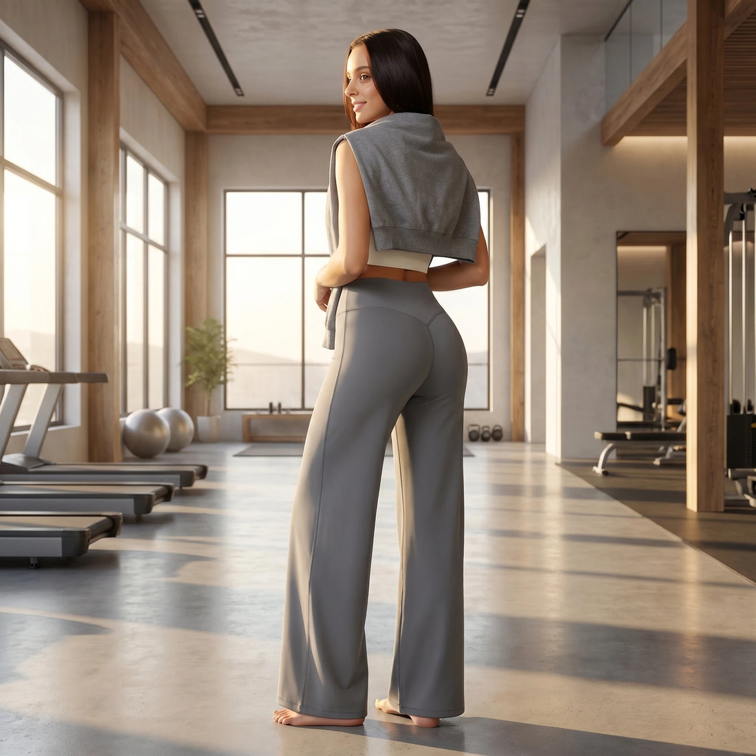 High Waist Wide Leg Yoga Pants Loose Flare