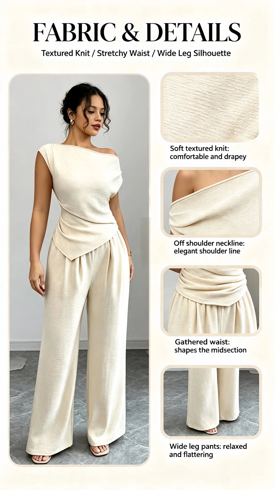 Asymmetric Top And Wide Leg Pants 2-Piece Set