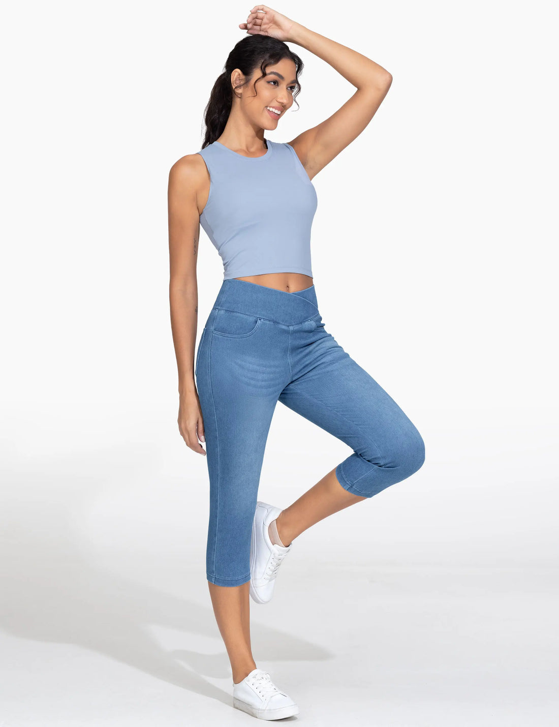 Tummy Control Skinny Jean Leggings with Pockets
