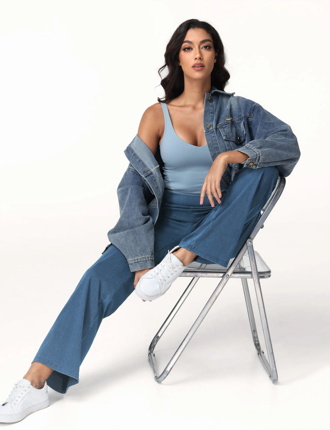 Basic Straight Denim Pants with Pockets