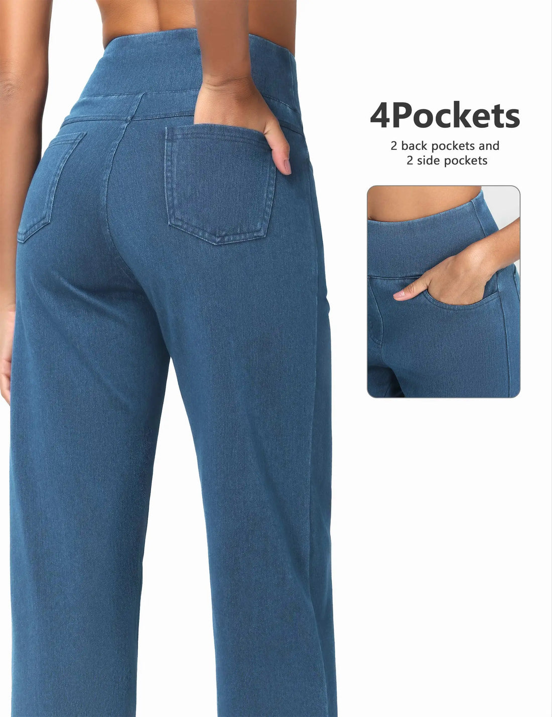 Basic Straight Denim Pants with Pockets