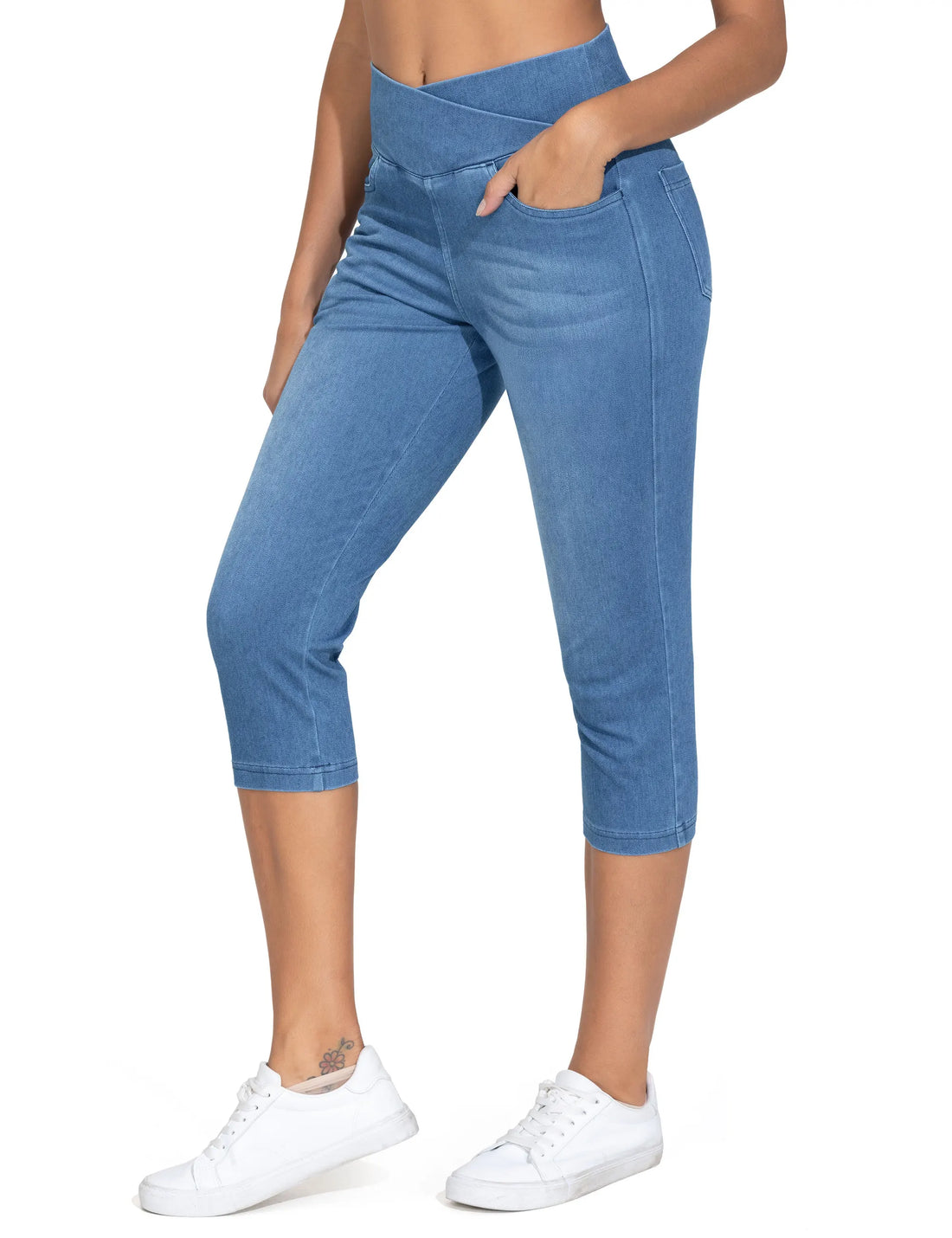 Tummy Control Skinny Jean Leggings with Pockets