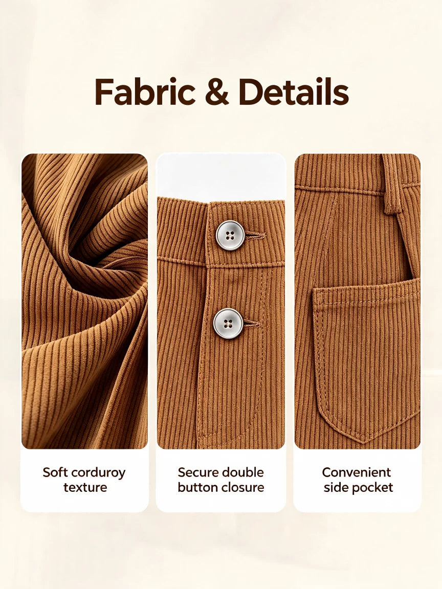 Women's High Waist Corduroy Wide Leg Pants