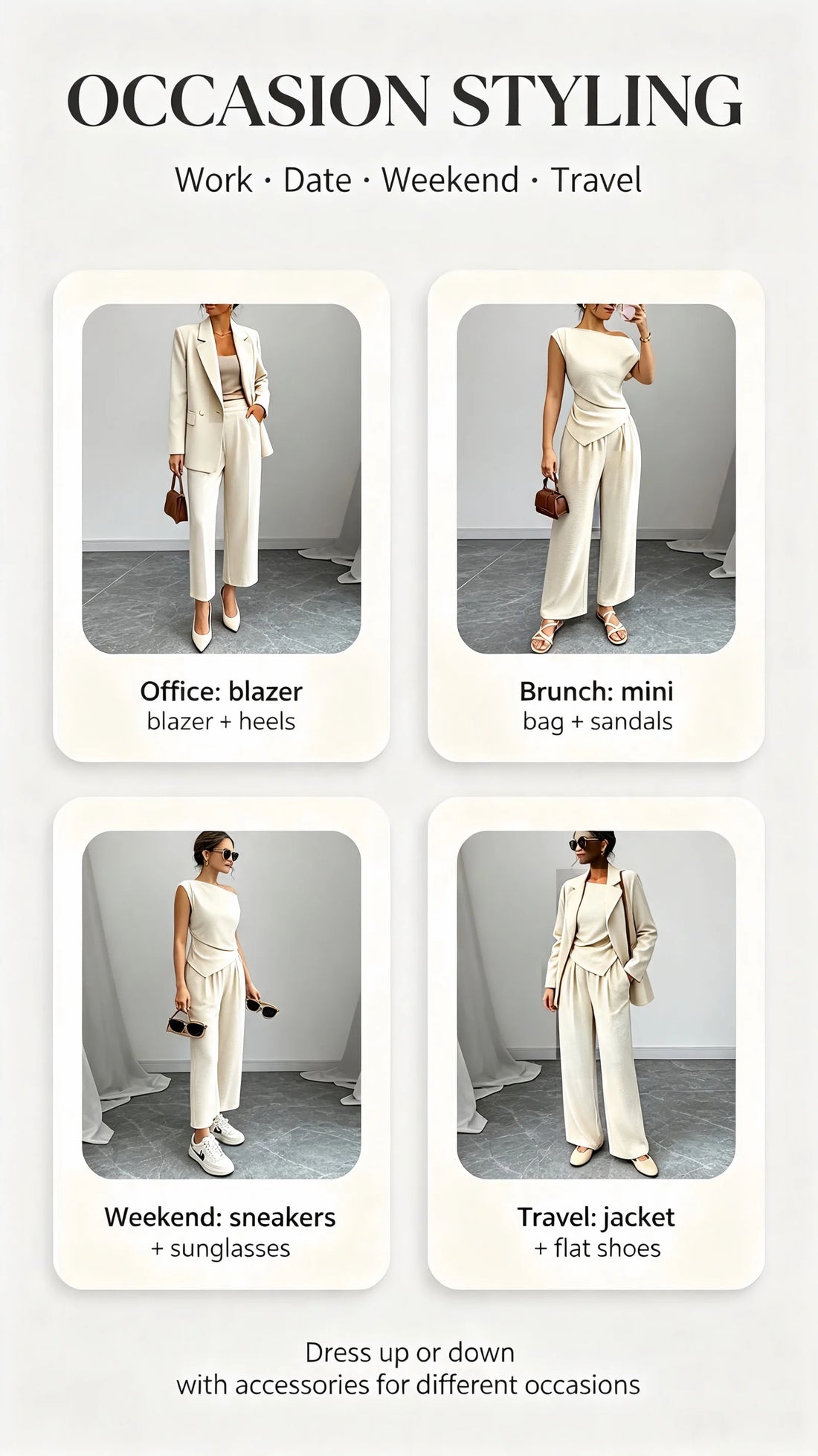 Asymmetric Top And Wide Leg Pants 2-Piece Set
